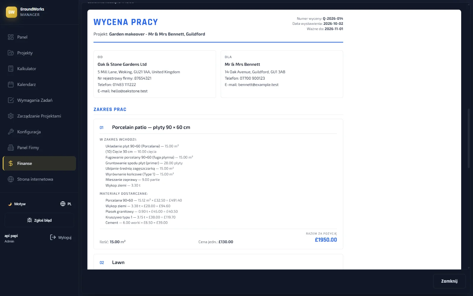 Wyceny i faktury